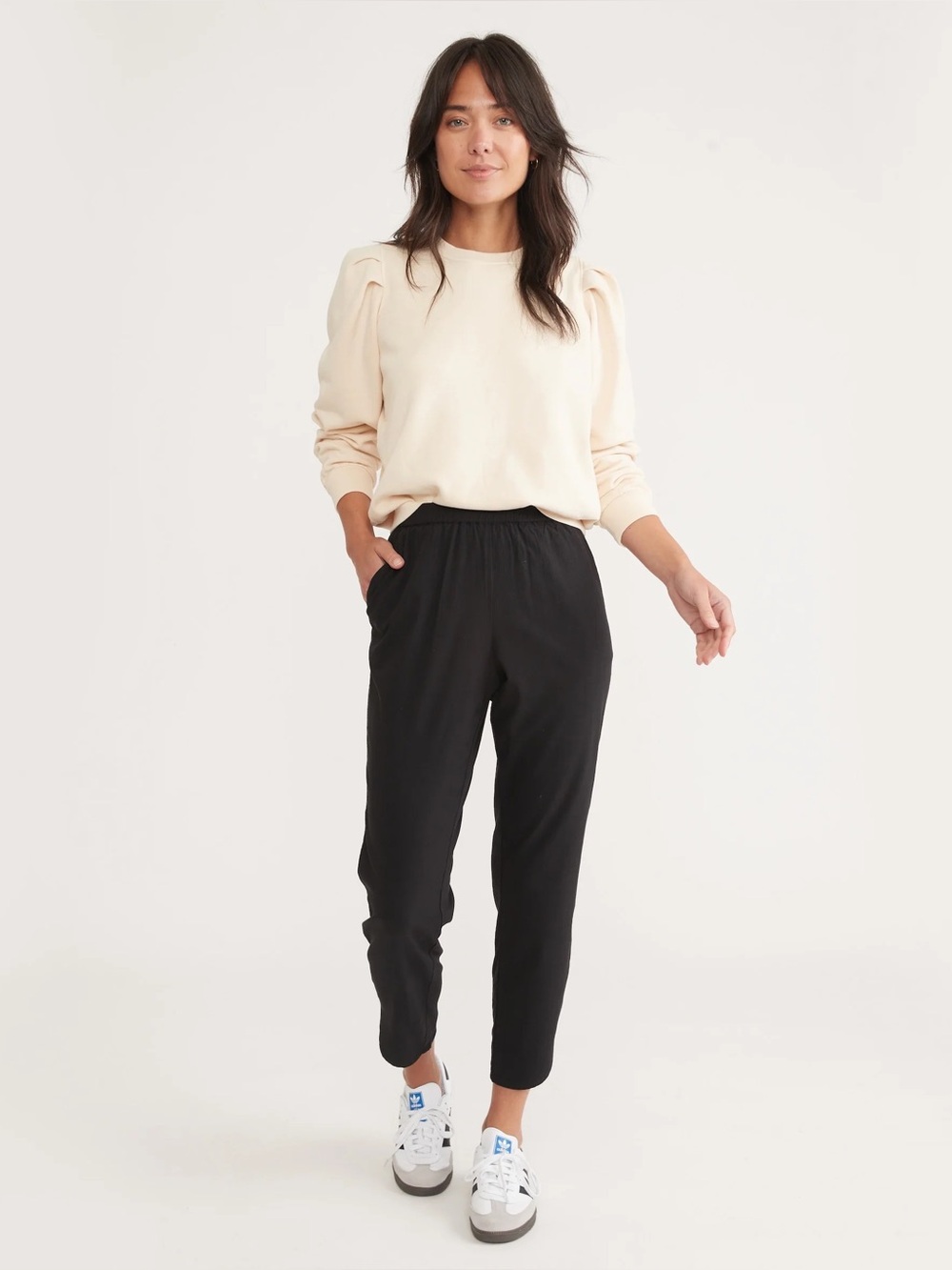 Marine Layer black pull on classic tapered hem Allison pants size large